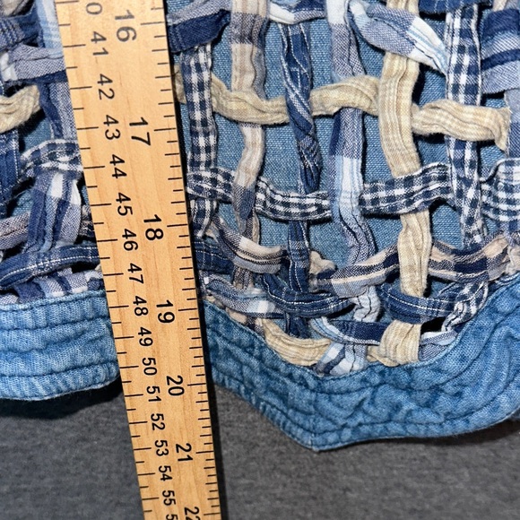 Vintage XL Woven Blue and Beige Button-Up Vest #1 - Picture 4 of 6